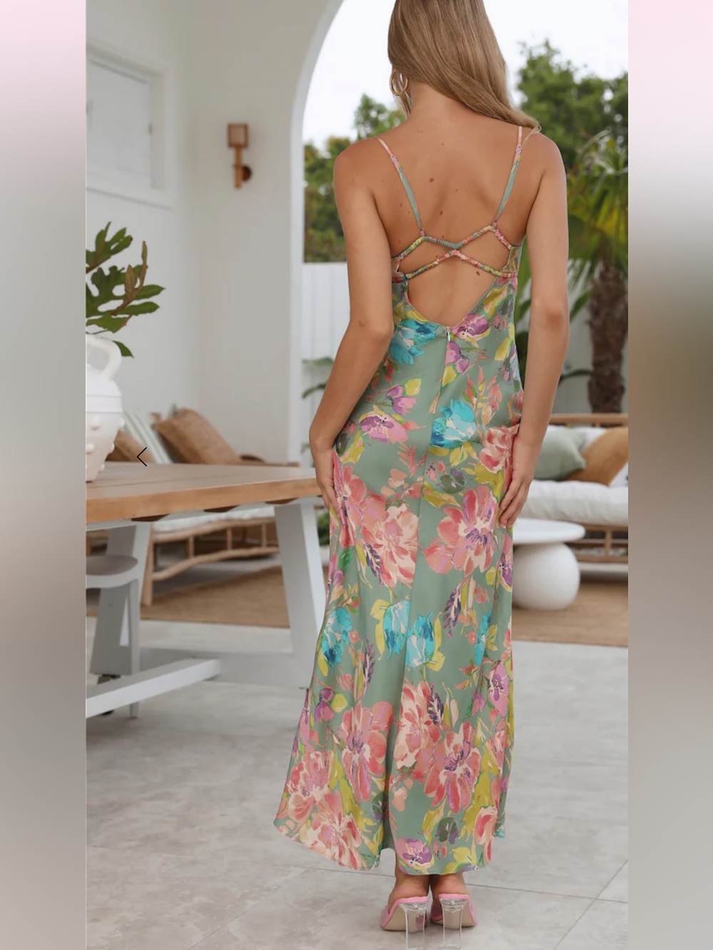 Hello Molly Mint Green Floral Spaghetti-Strap Maxi Dress - Picture 2 of 7